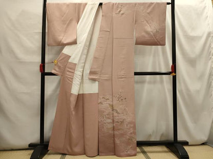 平和屋着物■訪問着　松竹梅片輪車風景文　暈し染め　金銀彩　金糸　正絹　逸品　AABH6298sx
