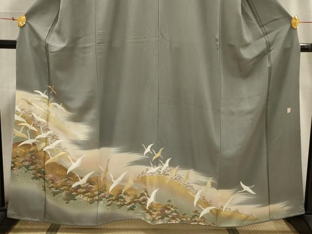 平和屋着物■豪華色留袖　作家物　駒刺繍　飛鶴浜松文　暈し染め　金彩　正絹　逸品　AABH6299sx