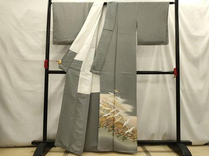平和屋着物■豪華色留袖　作家物　駒刺繍　飛鶴浜松文　暈し染め　金彩　正絹　逸品　AABH6299sx