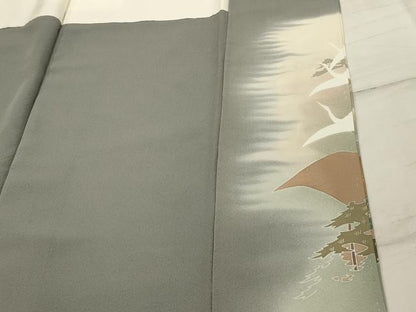 平和屋着物■豪華色留袖　作家物　駒刺繍　飛鶴浜松文　暈し染め　金彩　正絹　逸品　AABH6299sx