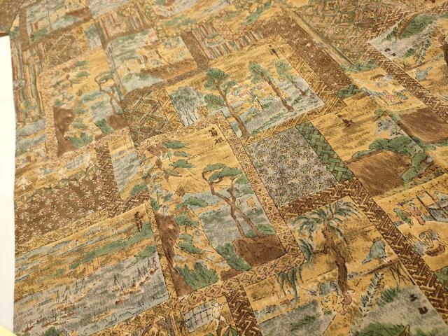 平和屋着物■上質な小紋　色紙重ね風景文　鬼しぼ縮緬　正絹　逸品　AABH6300sx