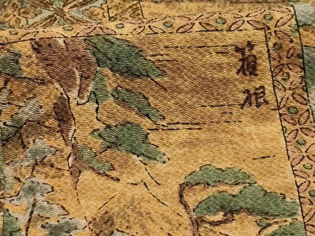 平和屋着物■上質な小紋　色紙重ね風景文　鬼しぼ縮緬　正絹　逸品　AABH6300sx