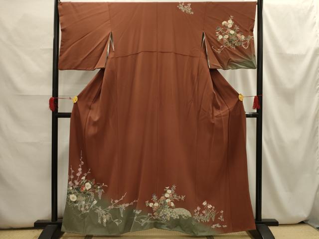 平和屋着物■訪問着　花鳥文　暈し染め　正絹　逸品　AABH6301sx