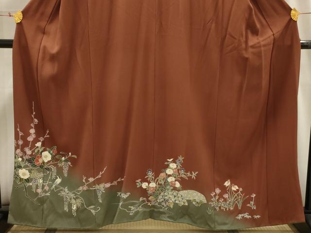 平和屋着物■訪問着　花鳥文　暈し染め　正絹　逸品　AABH6301sx