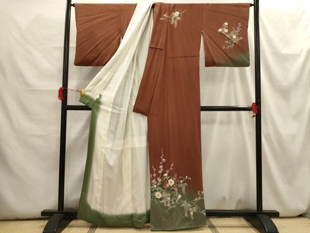 平和屋着物■訪問着　花鳥文　暈し染め　正絹　逸品　AABH6301sx