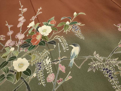 平和屋着物■訪問着　花鳥文　暈し染め　正絹　逸品　AABH6301sx