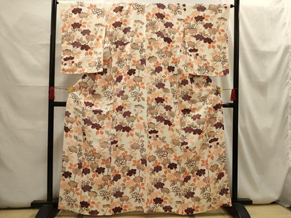 平和屋着物■上質な小紋　枝花文　正絹　逸品　AABH6313sx