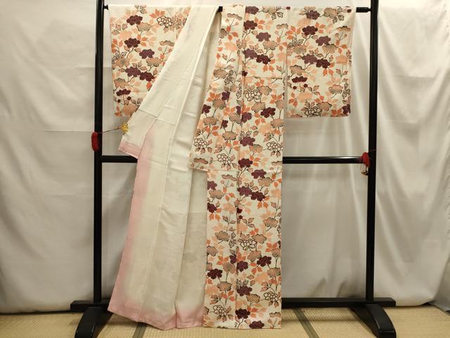 平和屋着物■上質な小紋　枝花文　正絹　逸品　AABH6313sx