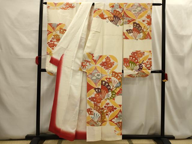 平和屋着物□豪華振袖 七宝花蝶文 金銀彩 正絹 逸品 AABH6319sx