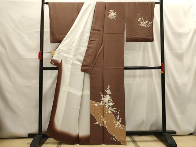 平和屋着物■訪問着　枝花文　金彩　正絹　逸品　AABH6321sx
