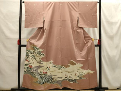 平和屋着物■豪華色留袖　雲取花鳥文　金銀彩　正絹　逸品　AABH6323sx