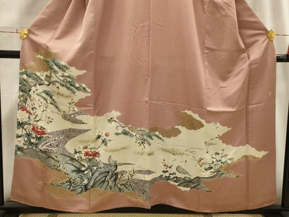 平和屋着物■豪華色留袖　雲取花鳥文　金銀彩　正絹　逸品　AABH6323sx
