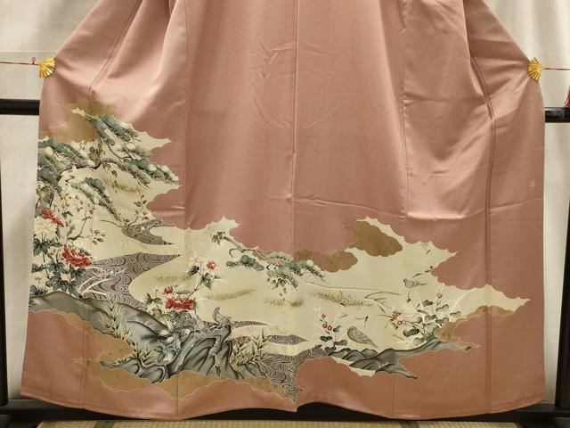 平和屋着物■豪華色留袖　雲取花鳥文　金銀彩　正絹　逸品　AABH6323sx