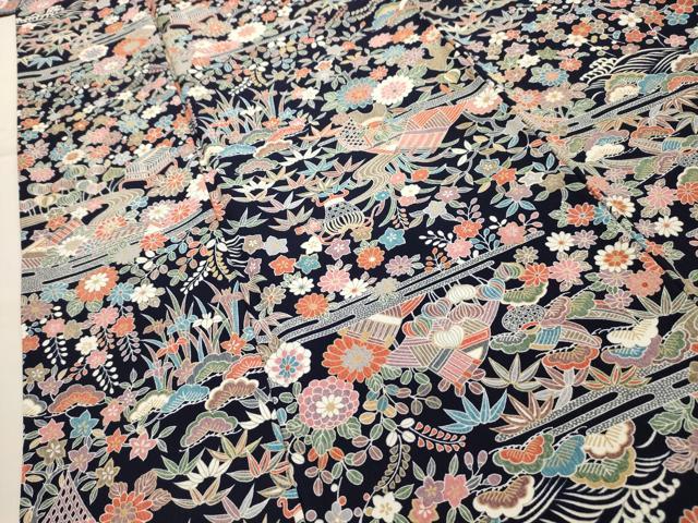 平和屋着物□上質な小紋 松竹梅風景文 正絹 逸品 AABH6324sx