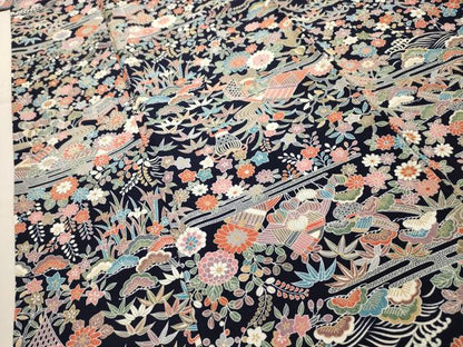 平和屋着物■上質な小紋 松竹梅風景文 正絹 逸品 AABH6324sx