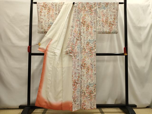 平和屋着物■上質な小紋　松竹梅風景文　正絹　逸品　AABH6325sx