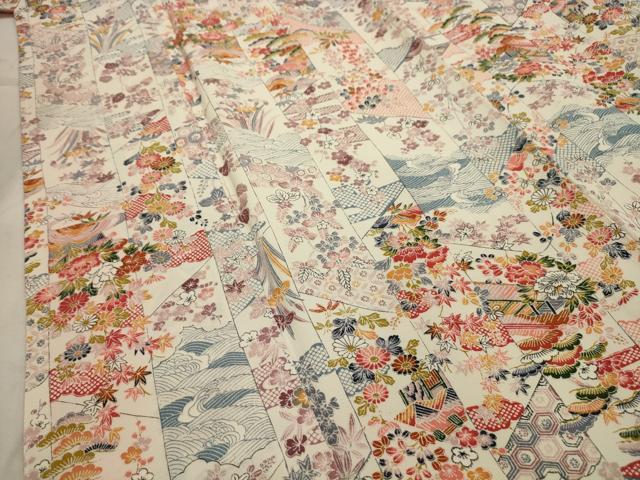 平和屋着物■上質な小紋　松竹梅風景文　正絹　逸品　AABH6325sx