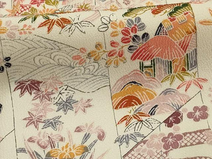 平和屋着物■上質な小紋　松竹梅風景文　正絹　逸品　AABH6325sx
