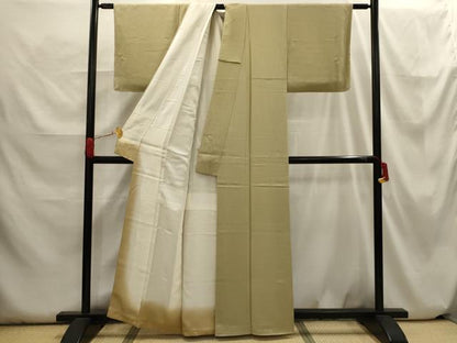 平和屋着物■上質な色無地　紋意匠　利久茶色　正絹　逸品　AABH6326sx