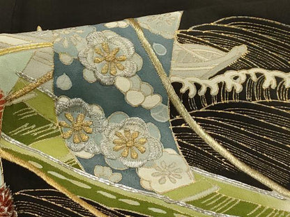 平和屋着物■豪華黒留袖　駒刺繍　舟　金銀彩　正絹　逸品　AABH6328sx