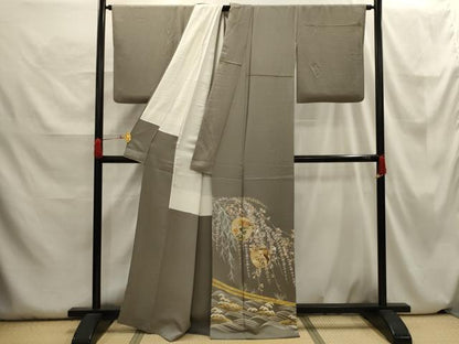 平和屋着物■豪華色留袖　駒刺繍　流水飛鶴花丸文　金彩　正絹　逸品　AABH6332sx