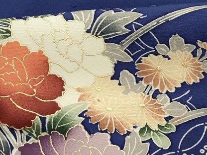平和屋着物■訪問着　流水花束文　金彩　正絹　逸品　AABH6333sx