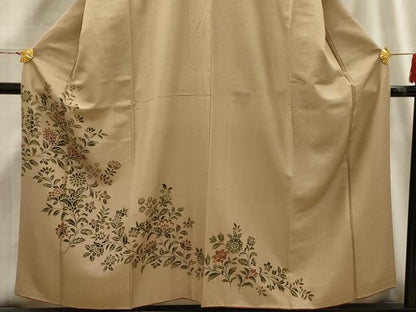 平和屋着物■訪問着　紬地　更紗花文　正絹　逸品　AABH6334sx