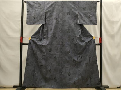 平和屋着物■上質な紬　色紙花文　正絹　逸品　AABH6338sx
