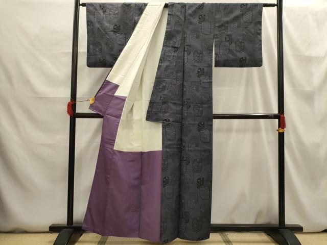 平和屋着物■上質な紬　色紙花文　正絹　逸品　AABH6338sx