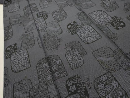 平和屋着物■上質な紬　色紙花文　正絹　逸品　AABH6338sx