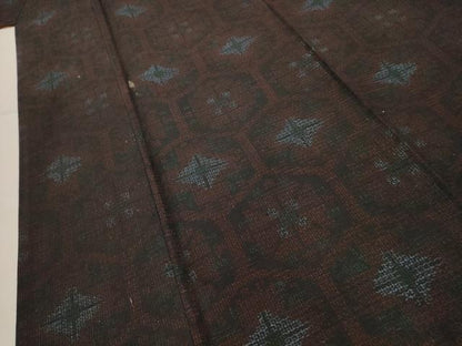平和屋着物■上質な紬　亀甲花文　正絹　逸品　AABH6339sx