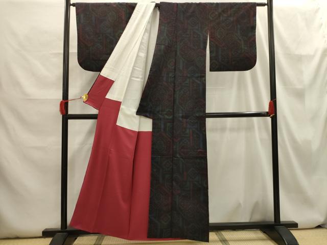 平和屋着物▽上質な紬　単衣　亀甲花文　正絹　逸品　AABB9213jh 平和屋着物□上質な紬 亀甲花文 正絹 逸品 AABH6342sx
