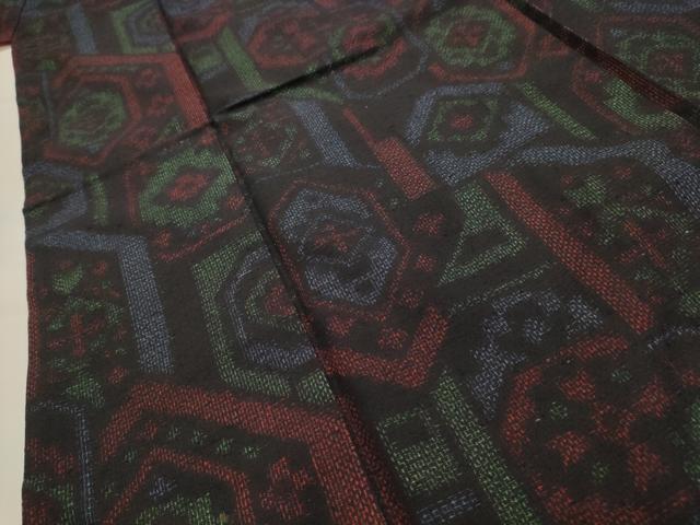 平和屋着物▽上質な紬　単衣　亀甲花文　正絹　逸品　AABB9213jh 平和屋着物□上質な紬 亀甲花文 正絹 逸品 AABH6342sx
