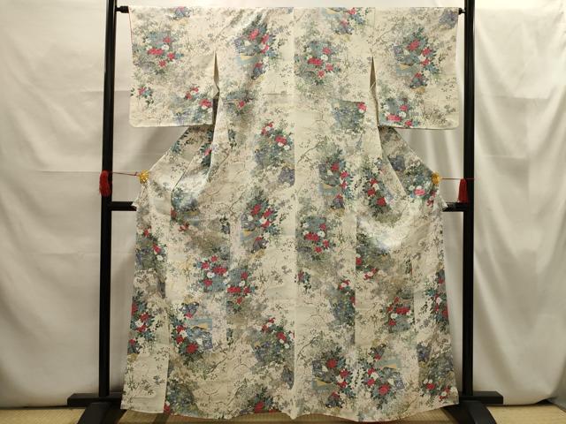 平和屋着物□上質な小紋 色紙重ね花文 金彩 正絹 逸品 AABH6353sx