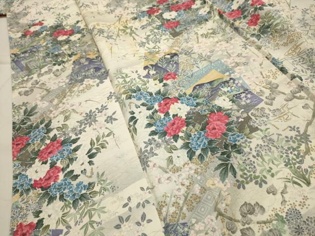 平和屋着物■上質な小紋　色紙重ね花文　金彩　正絹　逸品　AABH6353sx