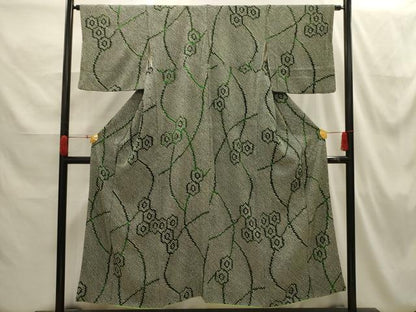 平和屋着物■上質な小紋 総絞り 亀甲花文 正絹 逸品 AABH6356sx