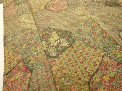 平和屋着物■上質な小紋 裂取花文 正絹 逸品 AABH6357sx