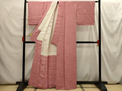 平和屋着物■上質な色無地 吉祥枝葉地紋 真赭色 正絹 逸品 AABH6365sx