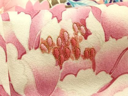 平和屋着物■豪華振袖 駒刺繍 扇面花文 金彩 正絹 逸品 AABH6370sx