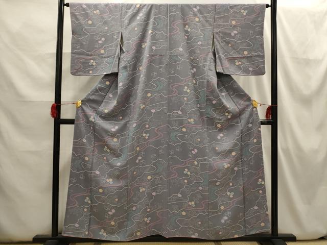 平和屋着物■上質な小紋 花蝶文 正絹 逸品 AABH6376sx