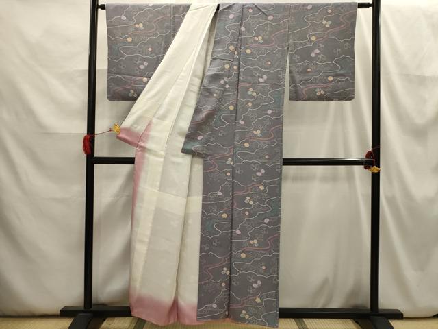 平和屋着物■上質な小紋 花蝶文 正絹 逸品 AABH6376sx