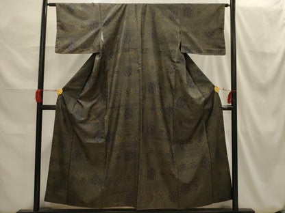 平和屋着物■上質な紬 横段花文 正絹 逸品 AABH6377sx