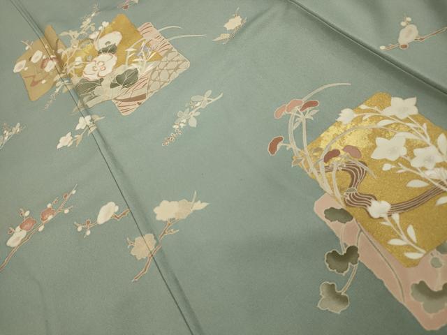 平和屋着物■訪問着 色紙重ね花文 正絹 逸品 AABH6380sx