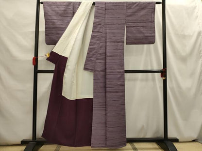 平和屋着物■上質な紬 横段文 正絹 逸品 AABH6383sx