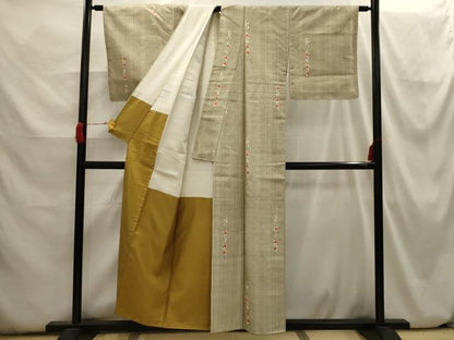 平和屋着物■上質な紬 花短冊文 正絹 逸品 AABH6384sx