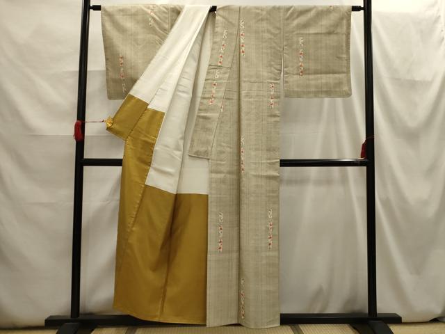 平和屋着物■上質な紬 花短冊文 正絹 逸品 AABH6384sx