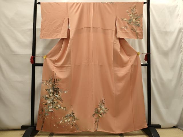 平和屋着物■訪問着　御所車笹花文　金銀彩　正絹　逸品　AABH6390sx