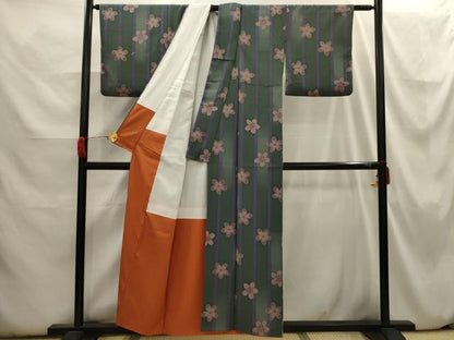 平和屋着物■小紋　舞桜文　洗える着物　AABH6392sx