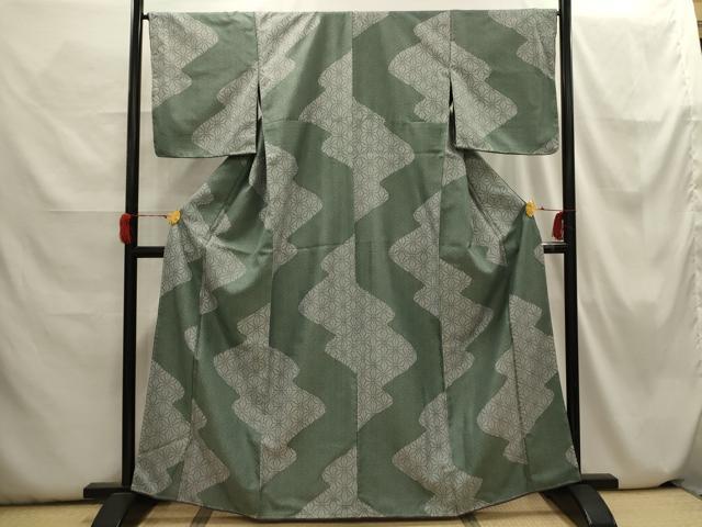 平和屋着物▽小紋　単衣　麻の葉文様　洗える着物　DAAV9934sf 平和屋着物□小紋 麻の葉文様 洗える着物 AABH6395sx