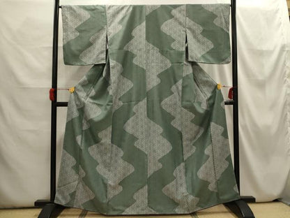 平和屋着物■小紋　麻の葉文様　洗える着物　AABH6395sx